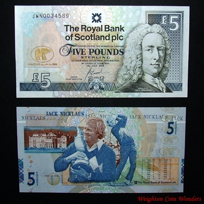 2005 Royal Bank of Scotland Plc £5 – Jack Nicklaus - Click Image to Close